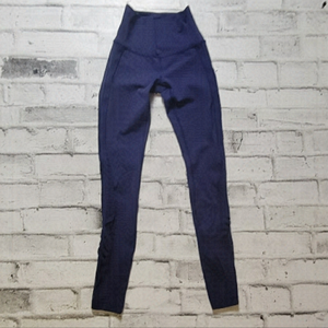 Lululemon Athletica Navy Leggings With Sheer and Straps On the Calf and …